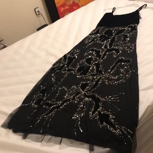 NWT Adrianna Papell Long Beaded Velvet Dress 2p